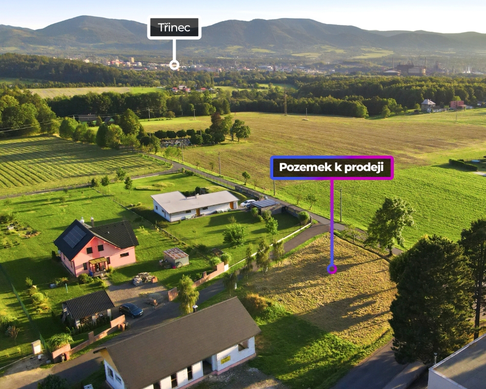 Zasíťovaný stavební pozemek v Třinci - Kojkovicích